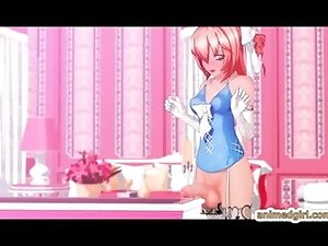 Shemale hentai self masturbating and cumming